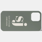 Coques Case-Mate iPhone Initiales de monogramme Sage élégant (Verso (horizontal))