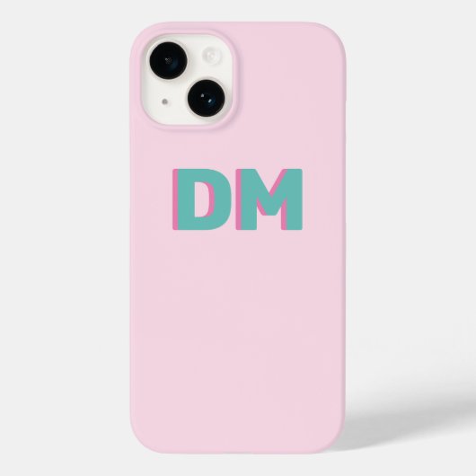 Coques Case-Mate iPhone Initiales de Monogramme simple moderne rose vert (Verso)