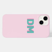 Coques Case-Mate iPhone Initiales de Monogramme simple moderne rose vert (Verso (horizontal))