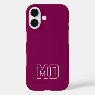 Coques iPhone 16 Initiales de monogramme universitaire de vin de co