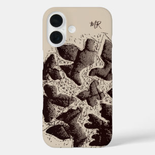 Coques iPhone 16 Initiales de monogramme vintage rétro oiseau dessi