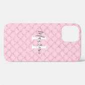 Coques Case-Mate iPhone Initiales de nom en monogramme Rose Écailles de si (Verso (horizontal))