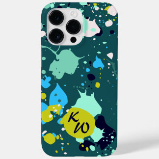 Coque Pour Pour iPhone 14 Pro Max Initiales de peinture verte cool