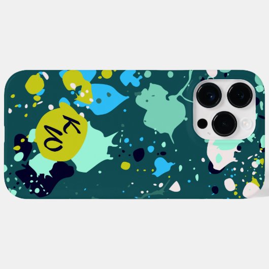 Coques Case-Mate iPhone Initiales de peinture verte cool (Verso (horizontal))