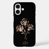 Coques Case-Mate iPhone Initiales de roses tamponnées Grunge Rose pastel (Verso)