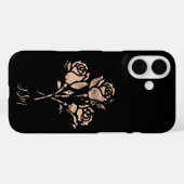 Coques Case-Mate iPhone Initiales de roses tamponnées Grunge Rose pastel (Verso (horizontal))