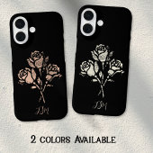 Coques Case-Mate iPhone Initiales de roses tamponnées Grunge Rose pastel