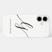 Coques Case-Mate iPhone Initiales de script de calligraphie noir noir (Verso (horizontal))
