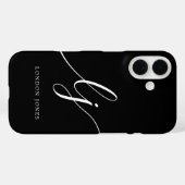 Coques Case-Mate iPhone Initiales de script de calligraphie noir noir (Verso (horizontal))
