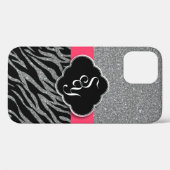 Coques Case-Mate iPhone Initiales du modèle Zebra de Parties scintillant d (Verso (horizontal))