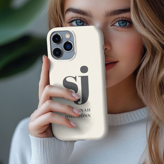 Coques Case-Mate iPhone Initiales du monogramme de crème