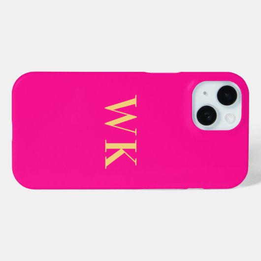 Coques Case-Mate iPhone Initiales du monogramme rose chaud (Verso (horizontal))
