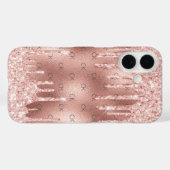 Coques Case-Mate iPhone Initiales du monogramme rose de rougeur or (Verso (horizontal))