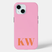 Coques Case-Mate iPhone Initiales du Monogramme rose moderne personnalisée (Verso)