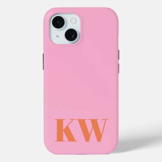Coques Case-Mate iPhone Initiales du Monogramme rose moderne personnalisée (Verso)