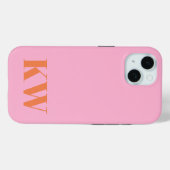 Coques Case-Mate iPhone Initiales du Monogramme rose moderne personnalisée (Verso (horizontal))