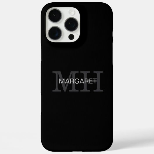 Coques Case-Mate iPhone initiales du nom monographique noir et blanc (Verso)
