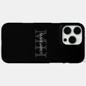 Coques Case-Mate iPhone initiales du nom monographique noir et blanc (Verso (horizontal))
