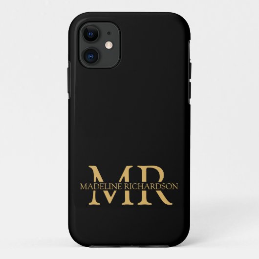 Coques Case-Mate iPhone Initiales et nom en or monogramme noir professionn (Dos)