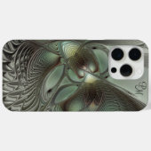Coques Case-Mate iPhone Initiales fractales Abstraites gris gris vert Sage (Verso (horizontal))