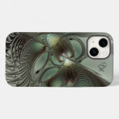 Coques Case-Mate iPhone Initiales fractales Abstraites gris gris vert Sage (Verso (horizontal))