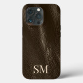 Coques Case-Mate iPhone Initiales minimes en cuir Brown élégants (Verso)