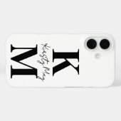 Coques Case-Mate iPhone Initiales Modernes Nom Blanc Noir Personnaliser (Verso (horizontal))