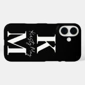 Coques Case-Mate iPhone Initiales Modernes Nom Noir Blanc Personnaliser (Verso (horizontal))