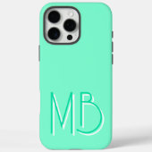Coques Case-Mate iPhone Initiales Monogramme Aquamarine Moderne Contempora (Verso)