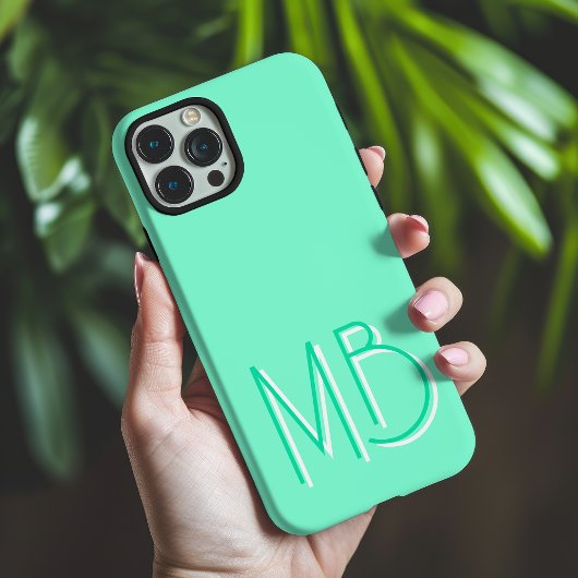 Coques Case-Mate iPhone Initiales Monogramme Aquamarine Moderne Contempora