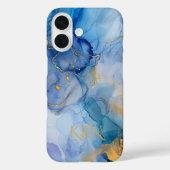 Coques Case-Mate iPhone Initiales Monogramme Aquarelle Encre Alcoolique Or (Verso)