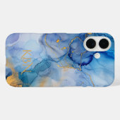Coques Case-Mate iPhone Initiales Monogramme Aquarelle Encre Alcoolique Or (Verso (horizontal))