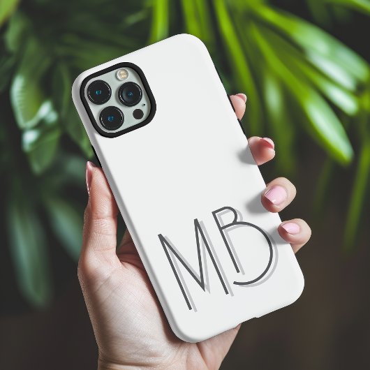 Coques Case-Mate iPhone Initiales Monogramme Blanc Moderne Contemporain