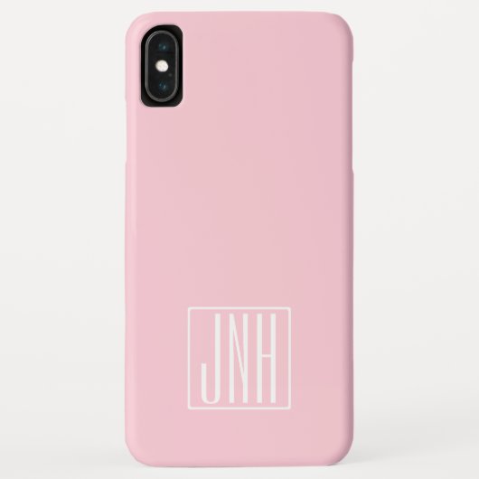 Coques Case-Mate iPhone Initiales Monogramme | Blanc Sur Rose Clair (Dos)