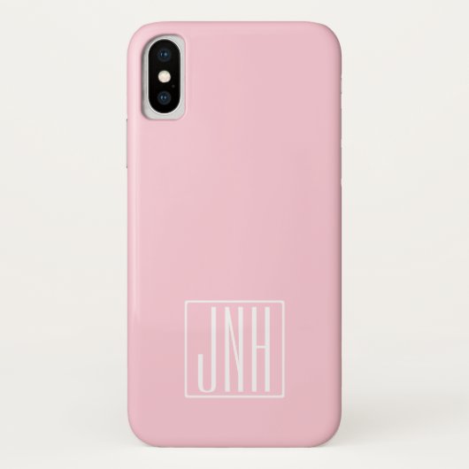 Coques Case-Mate iPhone Initiales Monogramme | Blanc Sur Rose Clair (Dos)