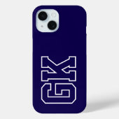 Coques Case-Mate iPhone Initiales Monogramme Bleu Blanc Moderne (Verso)