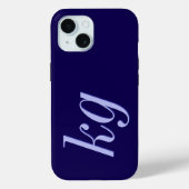 Coques Case-Mate iPhone Initiales Monogramme Bleu Élégant Moderne (Verso)