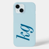 Coques Case-Mate iPhone Initiales Monogramme Bleu Élégant Moderne (Verso)