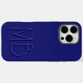 Coques Case-Mate iPhone Initiales Monogramme Bleu Moderne Contemporain (Verso (horizontal))