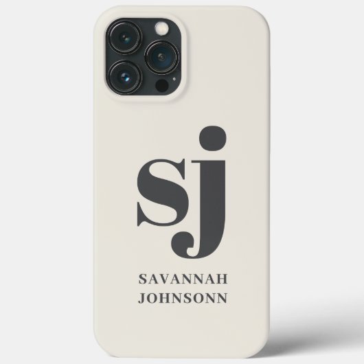 Coques Case-Mate iPhone Initiales monogramme crème (Verso)