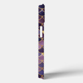 Coques Case-Mate iPhone Initiales Monogramme Écailles de Sirène Violet Or (Verso / Droite)