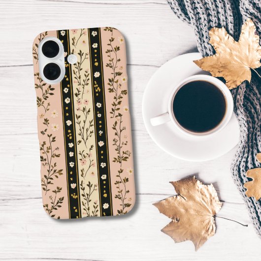 Coques Case-Mate iPhone Initiales Monogramme Fleurs Roses Beige Noir Rayur