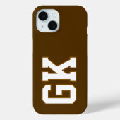 Coques Case-Mate iPhone Initiales Monogramme Marron Blanc Moderne (Verso)