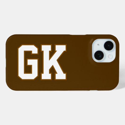 Coques Case-Mate iPhone Initiales Monogramme Marron Blanc Moderne (Verso (horizontal))