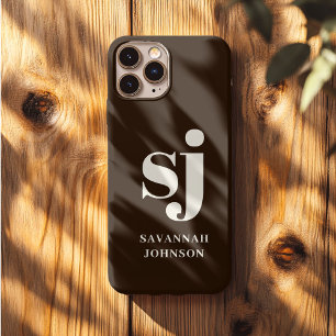 Case-Mate iPhone Case Initiales monogramme marron élégant