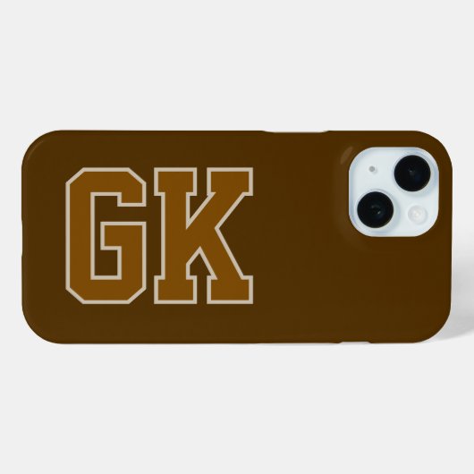 Coques Case-Mate iPhone Initiales Monogramme Marron Moderne (Verso (horizontal))