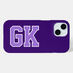 Coque Pour iPhone 15 Initiales Monogramme Moderne Élégant Violet Blanc