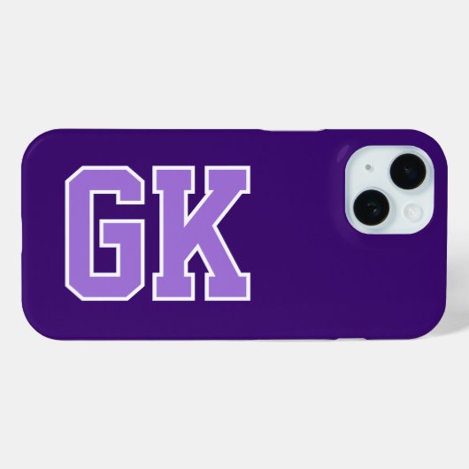 Coques Case-Mate iPhone Initiales Monogramme Moderne Élégant Violet Blanc (Verso (horizontal))