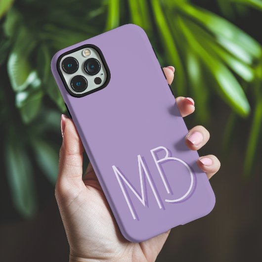 Coques Case-Mate iPhone Initiales Monogramme Moderne Violet Clair Contempo