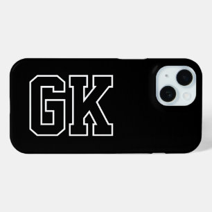 Coque Pour iPhone 15 Initiales Monogramme Noir Blanc Moderne